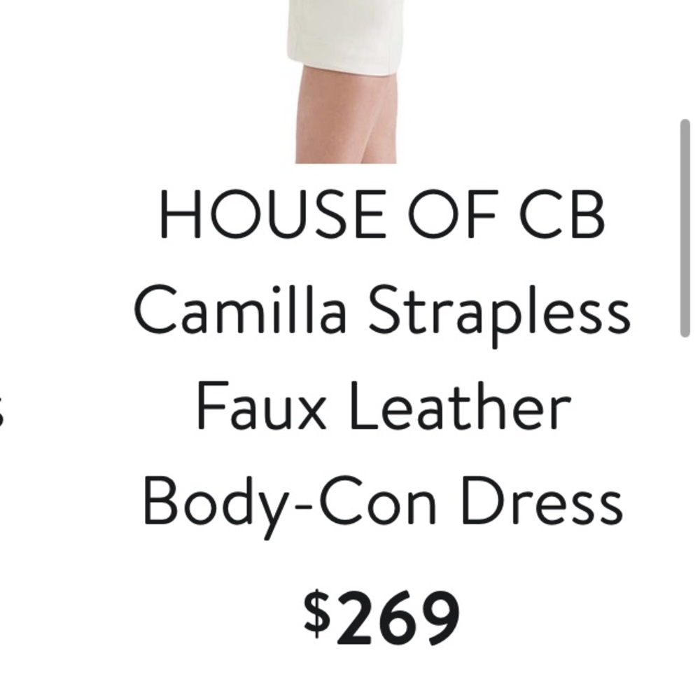HOUSE OF CB Camilla Strapless Faux Vegan Leather Body-Con Dress $269 Ivory Small - Picture 11 of 16
